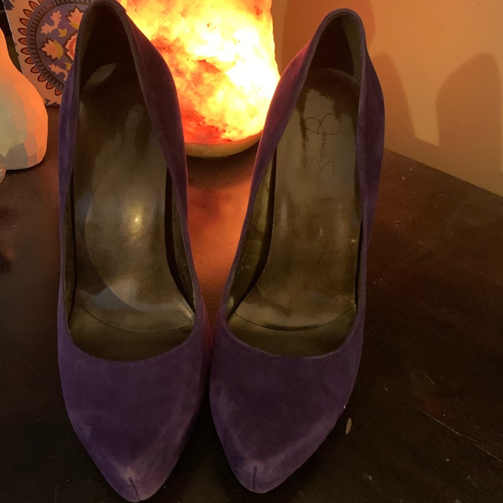 Purple suede Jessica Simpson Stiletto heels - Picture 2 of 3